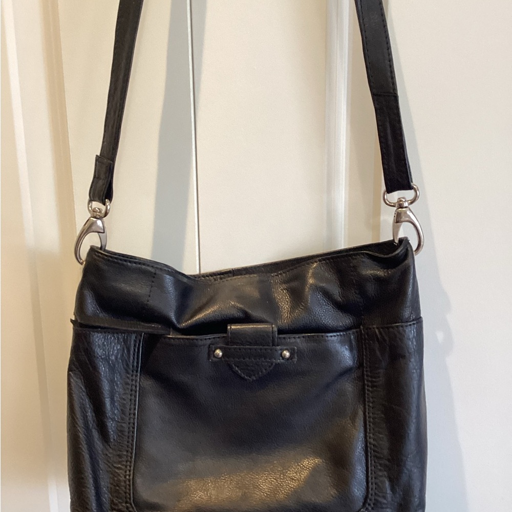 Black Leather Shoulder/Crossbody Bag